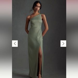 BHLDN Dylan Satin Charmeuse Dress in Moss Green